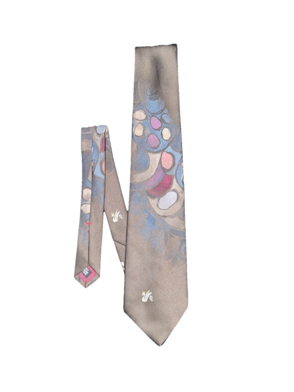 Don Loper Beverly Hills Men’s Neck Tie 100% Silk Abstract Pattern Taupe